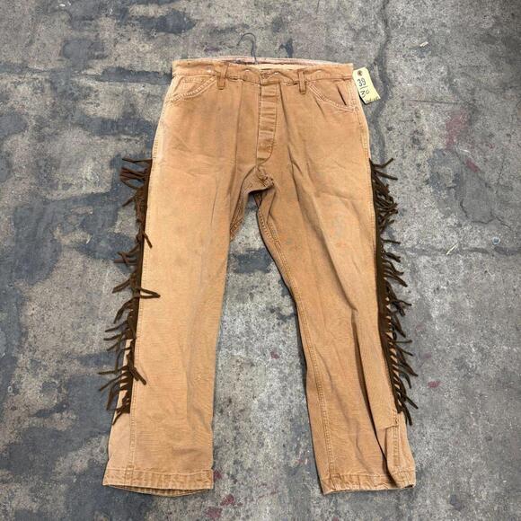 Vintage 40s 50s Faded Fringed Western Film Costume Victorian Trousers